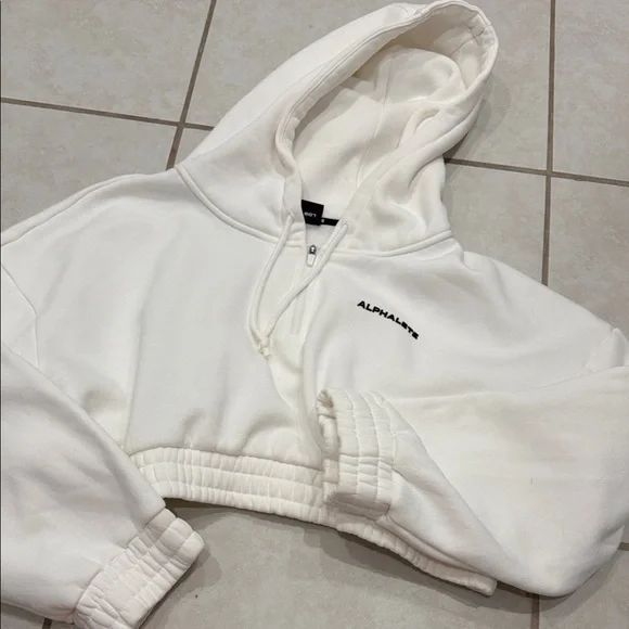Alphalete White Cropped Zip Hoodie - Picture 1 of 3